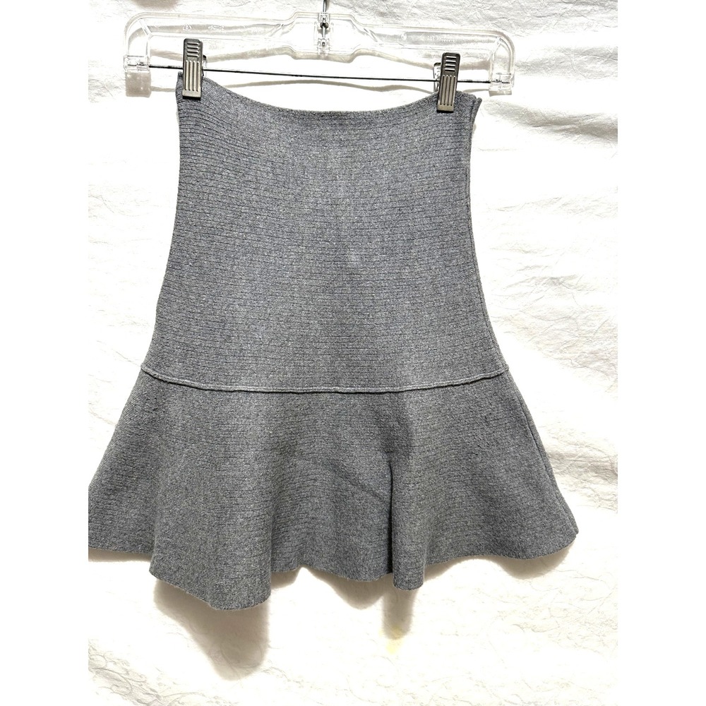 Minnie Rose Size XS Gray High‎ Waist Fit & Flare A-Line Sweater Knit Mini Skirt